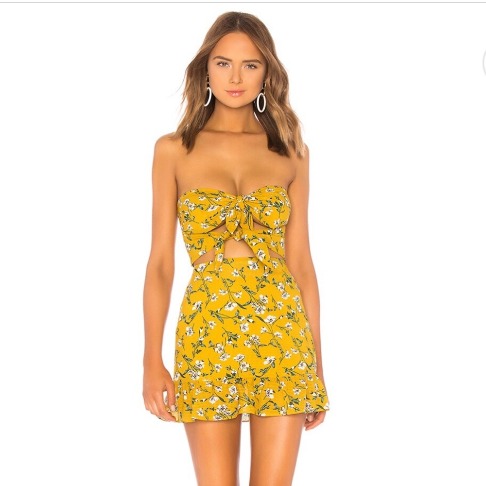 Tularosa yellow floral mini dress